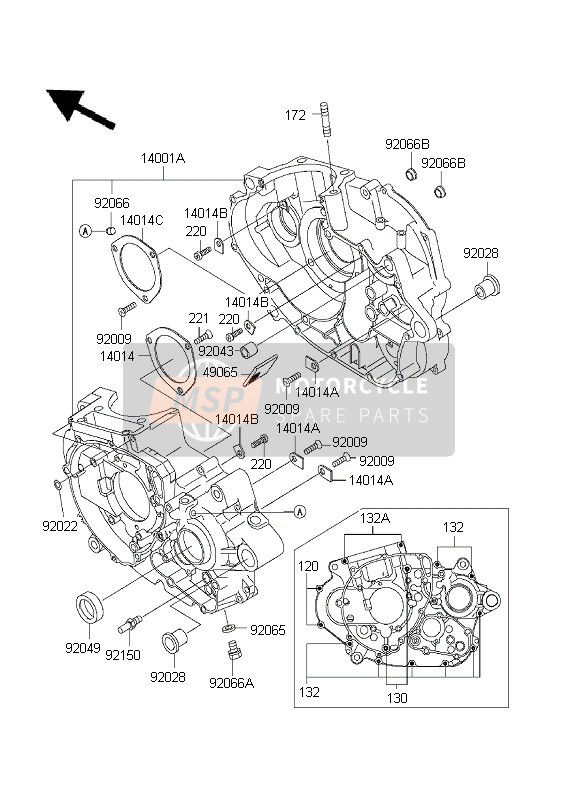 Kawasaki KLX650 1995 Crankcase for a 1995 Kawasaki KLX650