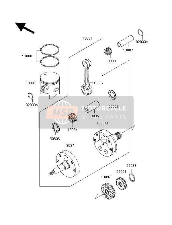 Kawasaki KX250 1996 Crankshaft & Piston for a 1996 Kawasaki KX250