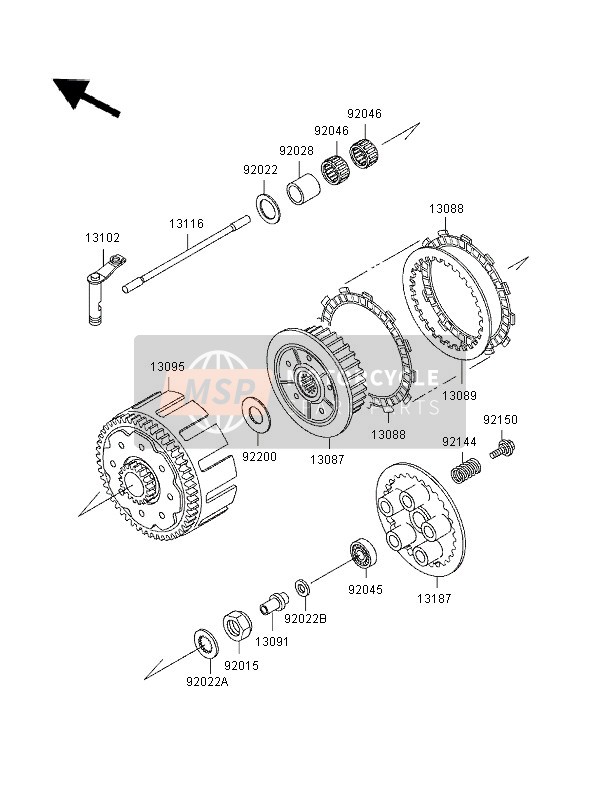 Kawasaki KX250 1996 Embrayage pour un 1996 Kawasaki KX250