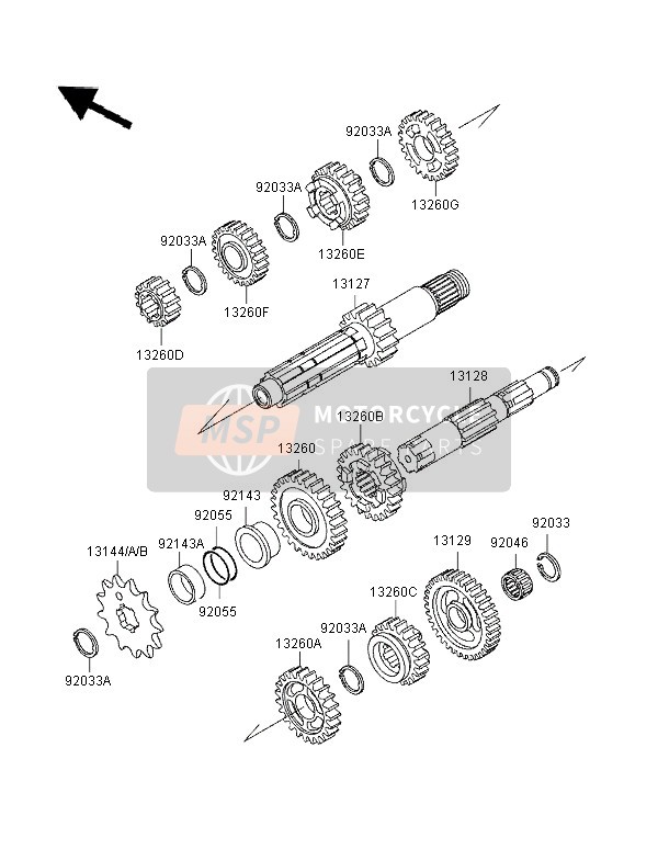 Kawasaki KX250 1996 Transmission for a 1996 Kawasaki KX250