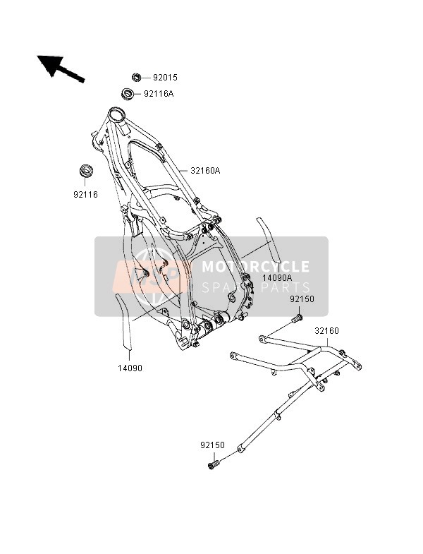 Kawasaki KX250 1996 Cadre pour un 1996 Kawasaki KX250