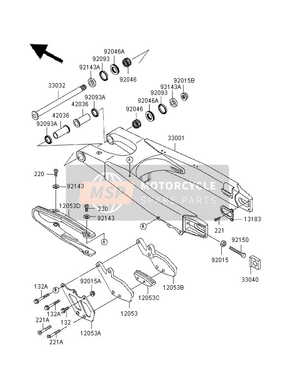 Kawasaki KX250 1996 Swing Arm for a 1996 Kawasaki KX250