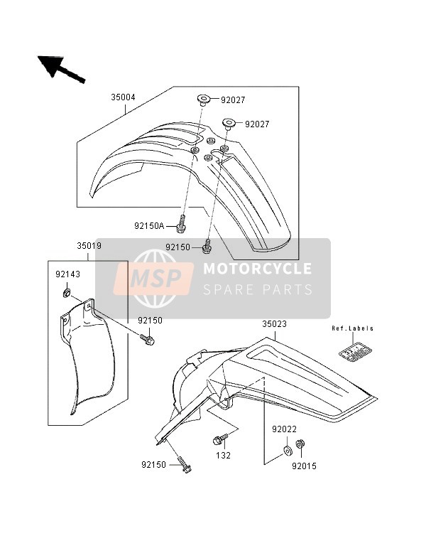 Kawasaki KX250 1996 Fenders for a 1996 Kawasaki KX250