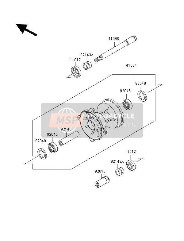 Kawasaki KX250 1996 Front Hub for a 1996 Kawasaki KX250