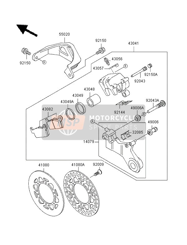 Kawasaki KX250 1996 Frein arriere pour un 1996 Kawasaki KX250