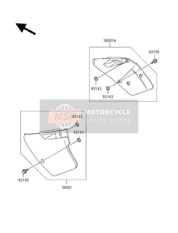 Kawasaki KX250 1996 Couvertures latérales pour un 1996 Kawasaki KX250