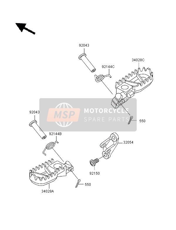 Kawasaki KX500 1996 Footrests for a 1996 Kawasaki KX500