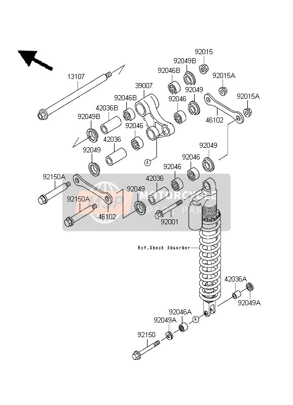 390071230, Tige Unibrak KLX250G1, Kawasaki, 0