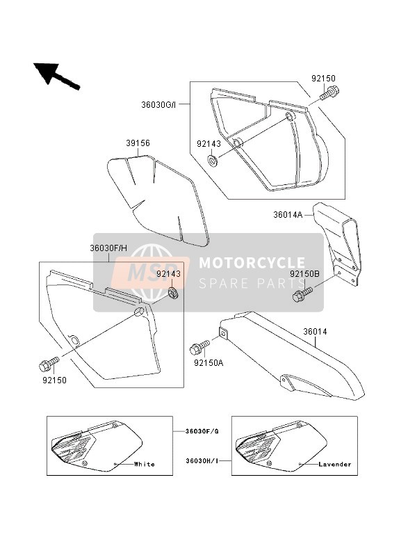 3603054436F, COVER-SIDE,Lh,L.Green, Kawasaki, 0