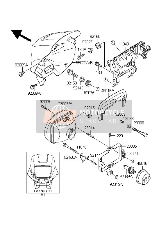 Kawasaki KLR650 1999 Headlight for a 1999 Kawasaki KLR650