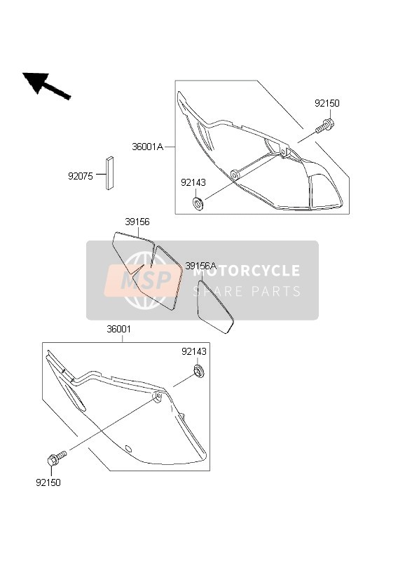 Kawasaki KLX300R 1999 Side Covers for a 1999 Kawasaki KLX300R