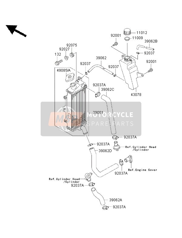 490851067, Deckel, Wasserkuehler, Kawasaki, 3