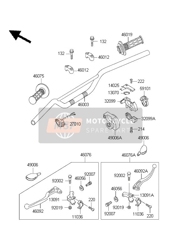 Kawasaki KX60 1999 Handlebar for a 1999 Kawasaki KX60