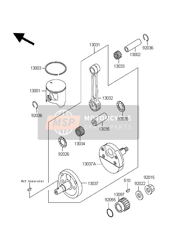 130371590, Crankshaft, Rh, Kawasaki, 0