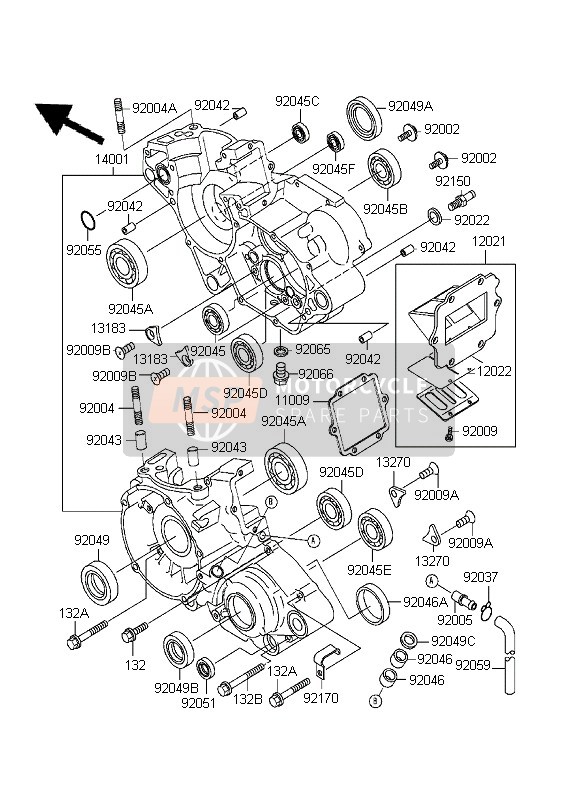 Kawasaki KX125 1999 Crankcase for a 1999 Kawasaki KX125