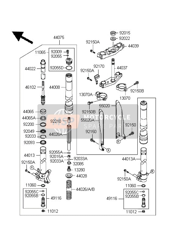 440131460, PIPE-FORK Inner,Lh, Kawasaki, 0