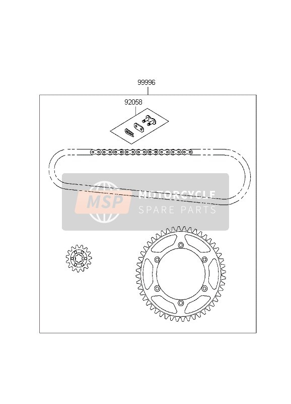 Kawasaki KX125 1999 Kit de cadena para un 1999 Kawasaki KX125