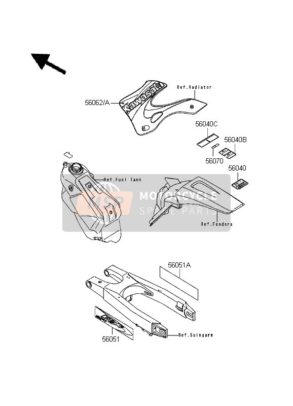 560511898, Mark,Swing Arm,Rh,KX250, Kawasaki, 0