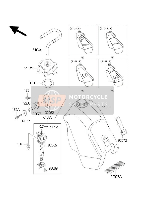 Kawasaki KX500 1999 TANK für ein 1999 Kawasaki KX500