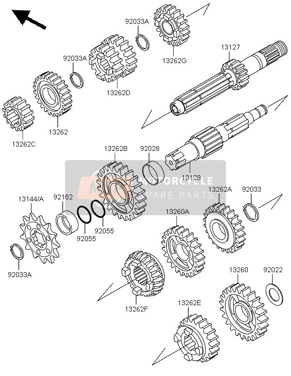 132620287, Gear,Input 2ND,14T, Kawasaki, 2