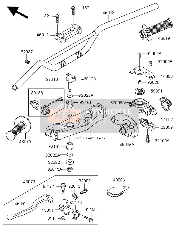 460030060458, Handle,P .Silver, Kawasaki, 0