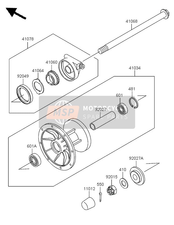 Kawasaki KLE500 2005 Front Hub for a 2005 Kawasaki KLE500