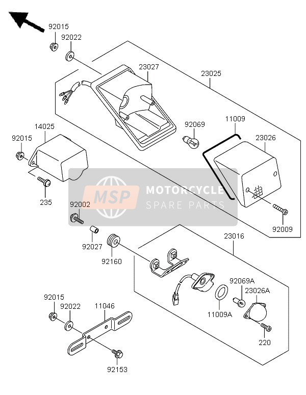 Kawasaki KLE500 2005 RÜCKLICHT für ein 2005 Kawasaki KLE500