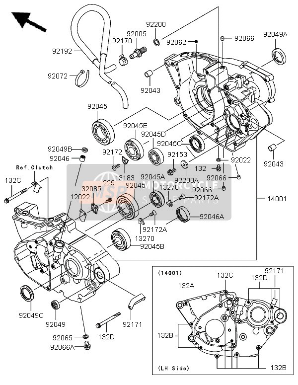 Kawasaki KX250F 2005 Crankcase for a 2005 Kawasaki KX250F