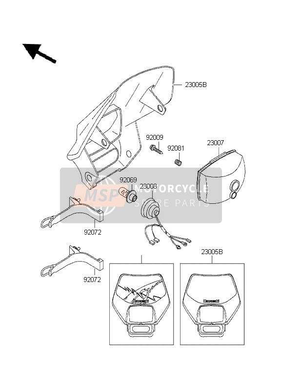 Kawasaki KLX650R 1995 Headlight for a 1995 Kawasaki KLX650R