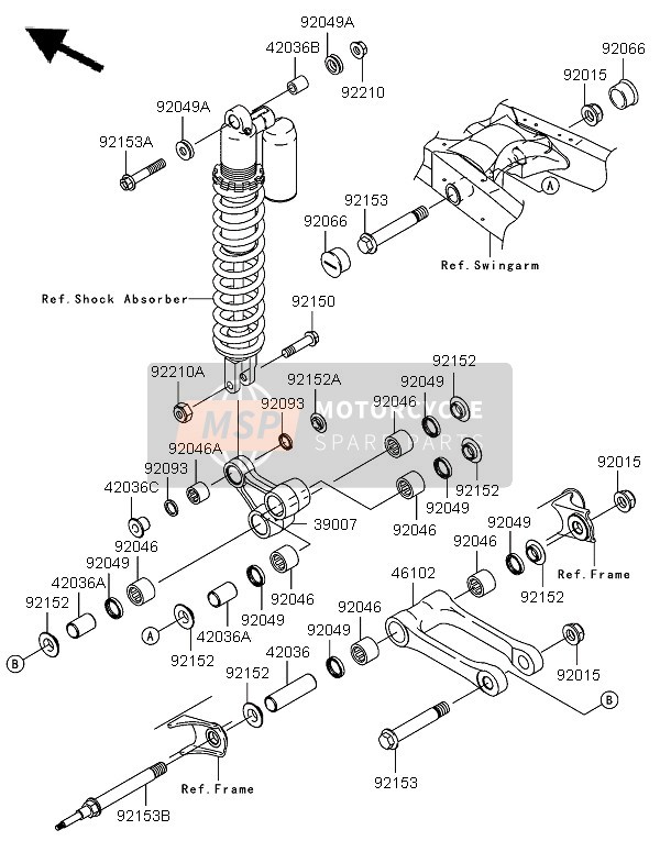 390070001, ARM-SUSP ,Unitrak, Kawasaki, 0