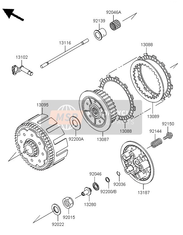 Kawasaki KX250 2005 Embrayage pour un 2005 Kawasaki KX250