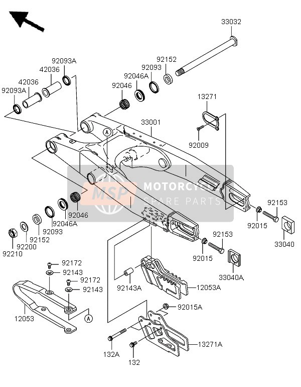 Kawasaki KX250 2005 Swing Arm for a 2005 Kawasaki KX250