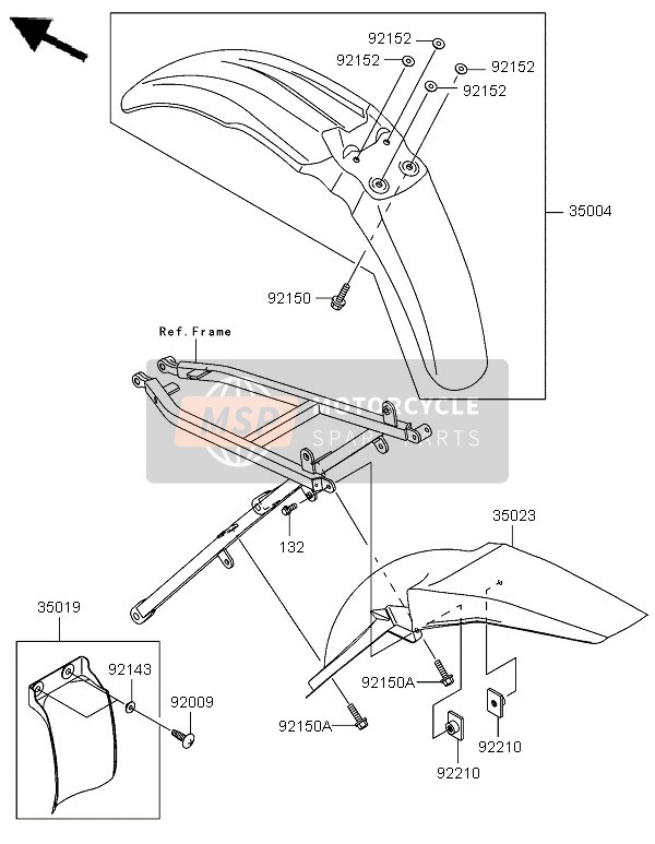 Kawasaki KX250 2005 Fenders for a 2005 Kawasaki KX250