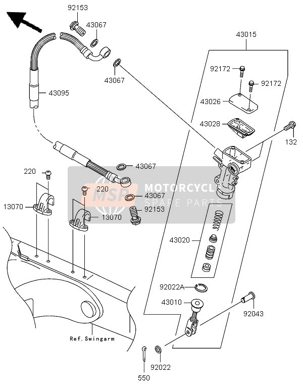 Kawasaki KX250 2005 Rear Master Cylinder for a 2005 Kawasaki KX250