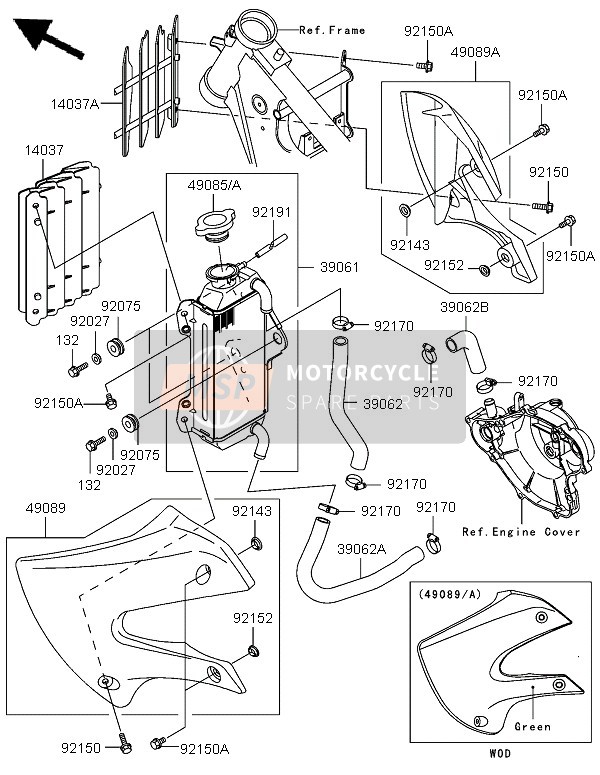 Kawasaki KX65 2005 Radiateur pour un 2005 Kawasaki KX65