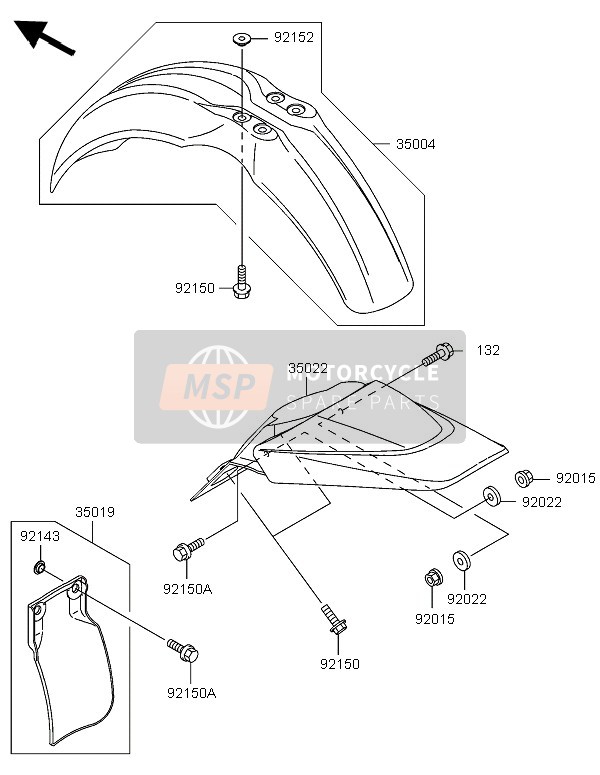 350191395RZ, Flap,Rear Fender,White, Kawasaki, 1