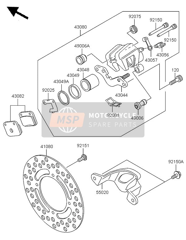 Kawasaki KX65 2005 BREMSE HINTEN für ein 2005 Kawasaki KX65