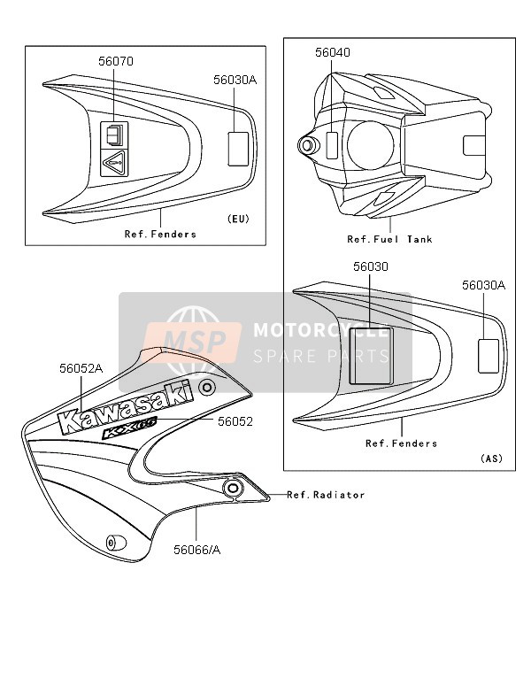 Kawasaki KX65 2005 Étiquettes pour un 2005 Kawasaki KX65