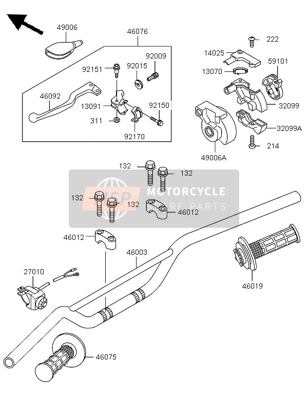 460030027458, Handle,P.Silver, Kawasaki, 0