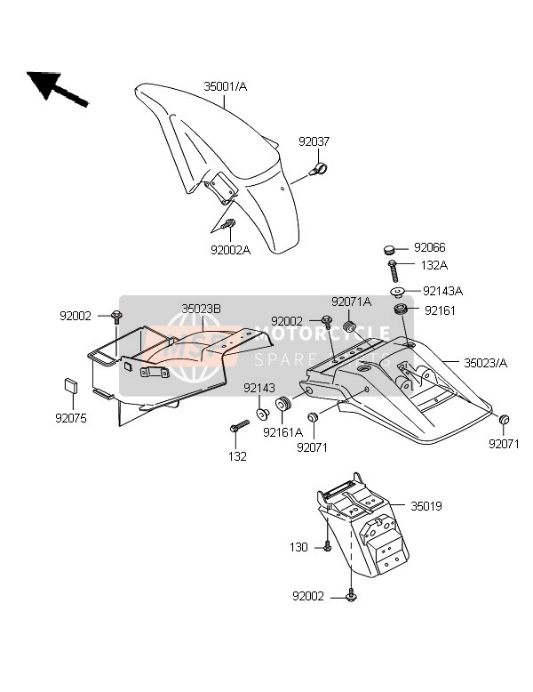 35023131110H, FENDER-REAR,Rr,P.M.Gray, Kawasaki, 0