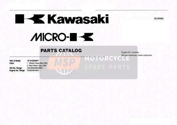 Kawasaki KLE500 2007 Identification du modèle pour un 2007 Kawasaki KLE500