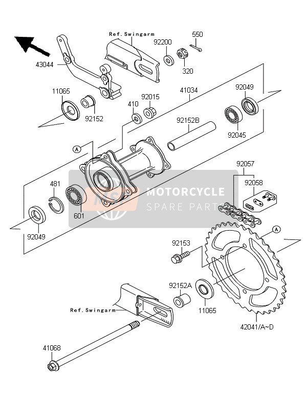 Kawasaki KX65 2006 HINTERRADNABE für ein 2006 Kawasaki KX65