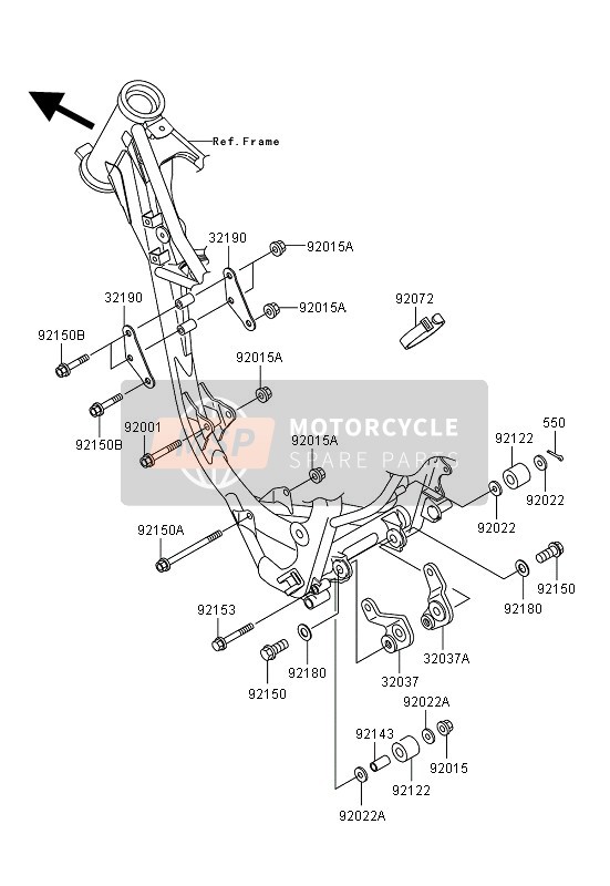 Kawasaki KX85 SW & LW 2006 Montaje del motor para un 2006 Kawasaki KX85 SW & LW