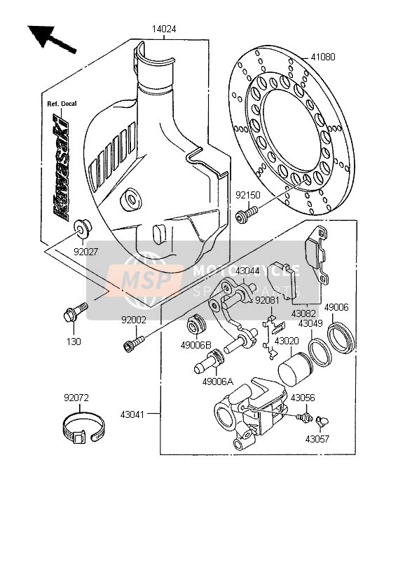 Kawasaki KMX125-SW 1995 Freno anteriore per un 1995 Kawasaki KMX125-SW