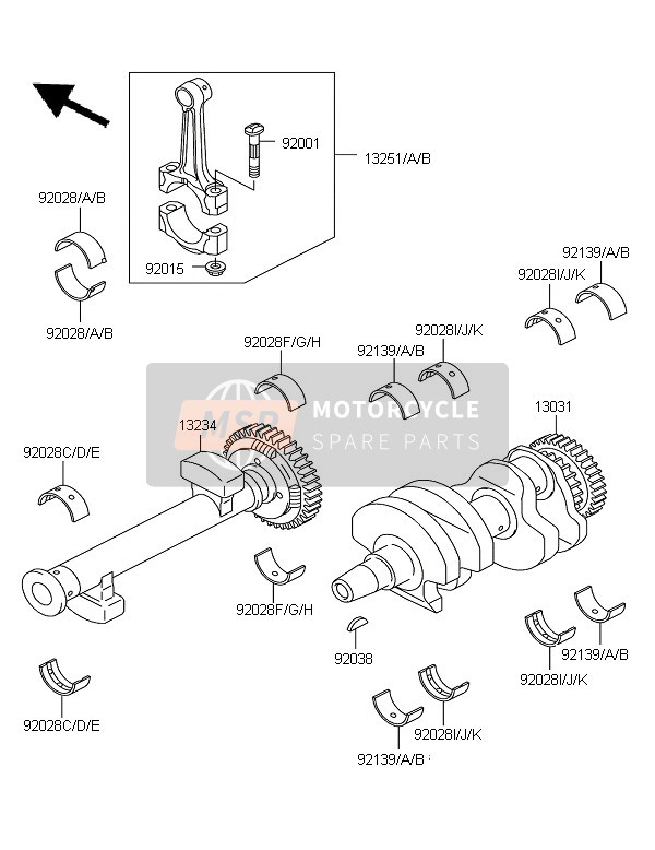 Kawasaki KLE500 2007 Crankshaft for a 2007 Kawasaki KLE500