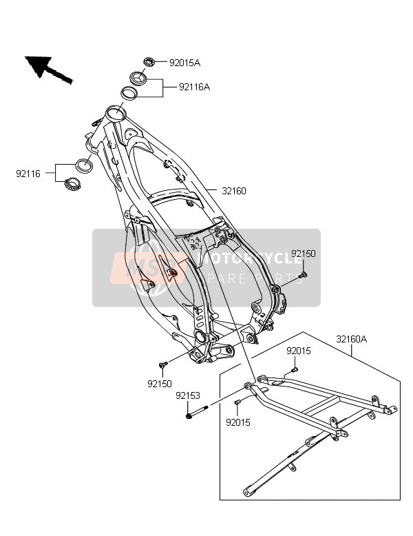 Kawasaki KX125 2006 Cadre pour un 2006 Kawasaki KX125