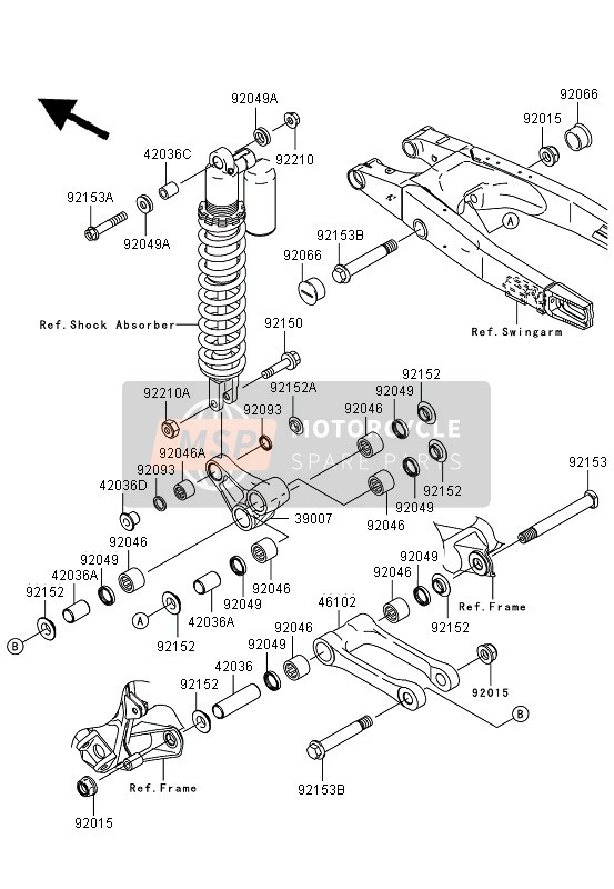 Kawasaki KX125 2006 Suspensie voor een 2006 Kawasaki KX125