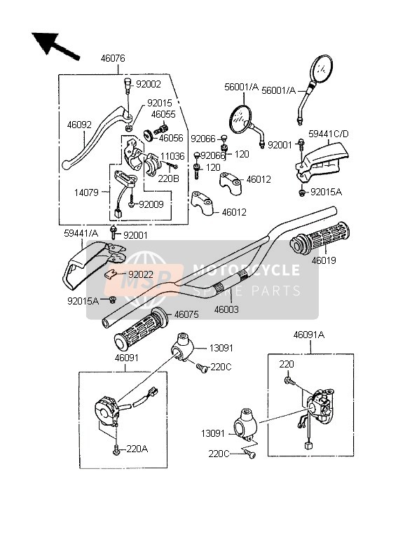 Kawasaki KMX125-SW 1995 Handlebar for a 1995 Kawasaki KMX125-SW