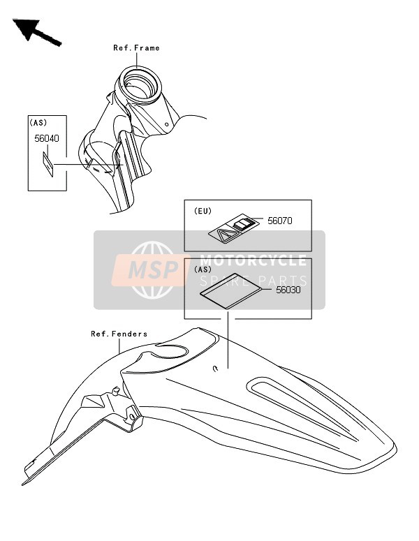 Kawasaki KX250F 2006 Labels for a 2006 Kawasaki KX250F