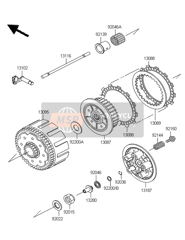 Kawasaki KX250 2006 Clutch for a 2006 Kawasaki KX250